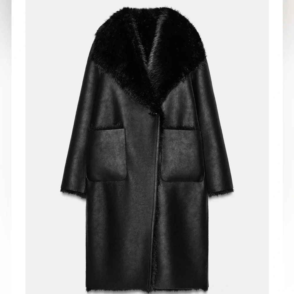 NWT Zara reversible faux fur double faced jacket - Picture 5 of 8